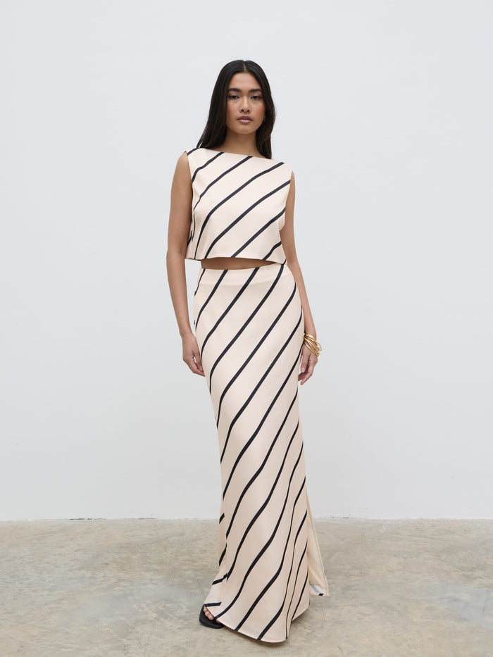 Candy Is 5'6" & Wears Size UK 8|Zuri Maxi Skirt - Asymmetric Stripe