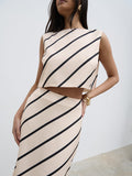 Candy Is 5'6" & Wears Size UK 8|Zuri Tied Striped Top - Asymmetric Stripe