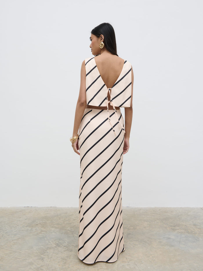 Candy Is 5'6" & Wears Size UK 8|Zuri Tied Striped Top - Asymmetric Stripe